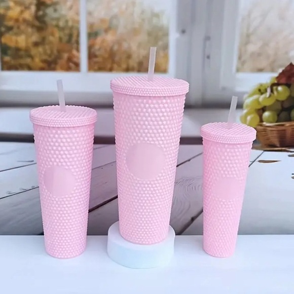 ⭐️NEW⭐️Set of 3 Pink Studded Tumblers •400ml, 700ml, 1100ml •Leakproof - Picture 1 of 5